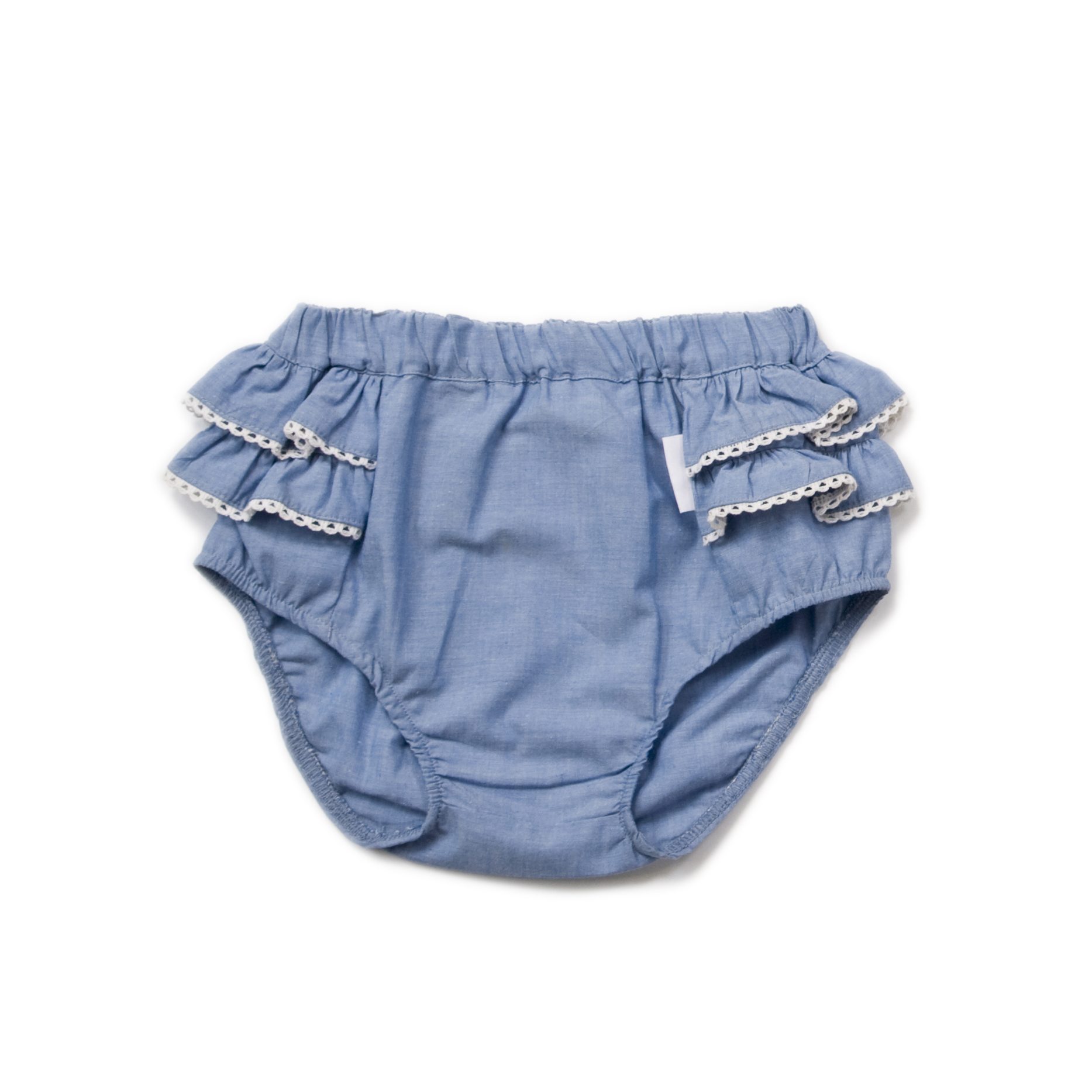 Chambray Nappy Pant with Lace - Brava Bambini